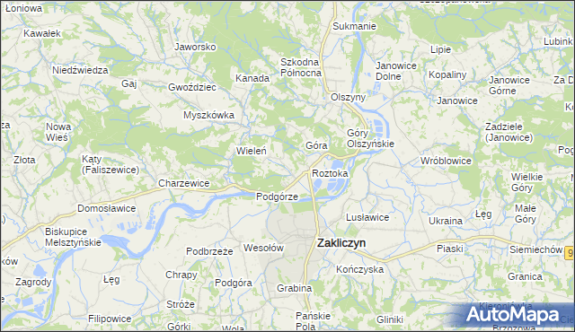 mapa Zawada Lanckorońska, Zawada Lanckorońska na mapie Targeo