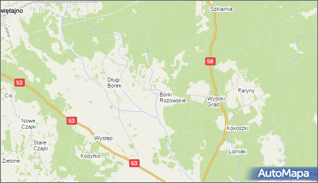 mapa Borki Rozowskie, Borki Rozowskie na mapie Targeo