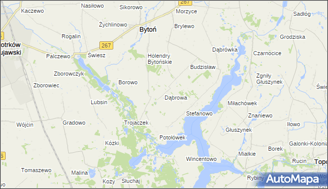 mapa Dąbrowa gmina Bytoń, Dąbrowa gmina Bytoń na mapie Targeo