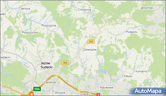 mapa Dziwiszów, Dziwiszów na mapie Targeo