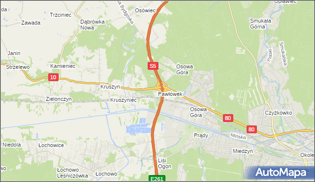 mapa Pawłówek gmina Sicienko, Pawłówek gmina Sicienko na mapie Targeo