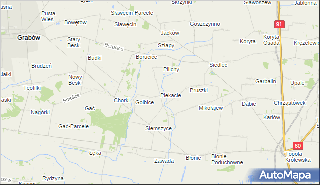 mapa Piekacie, Piekacie na mapie Targeo