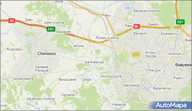 mapa Porosły, Porosły na mapie Targeo