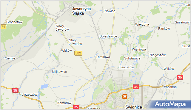 mapa Tomkowa, Tomkowa na mapie Targeo