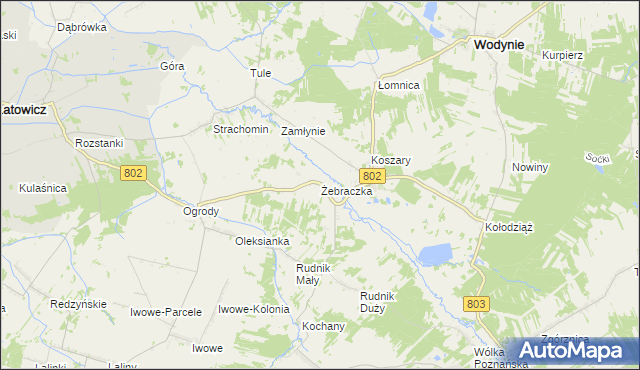 mapa Żebraczka, Żebraczka na mapie Targeo