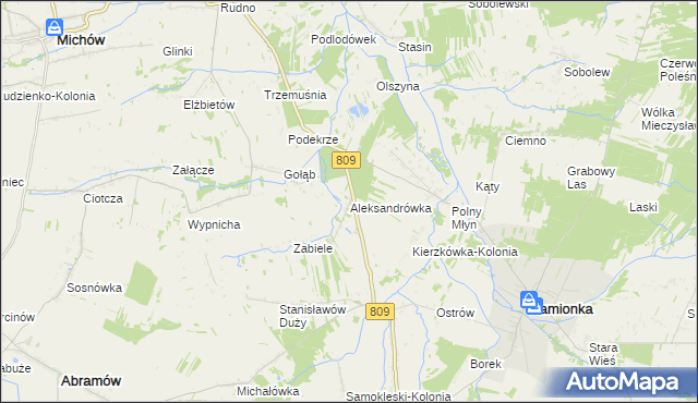 mapa Aleksandrówka gmina Michów, Aleksandrówka gmina Michów na mapie Targeo
