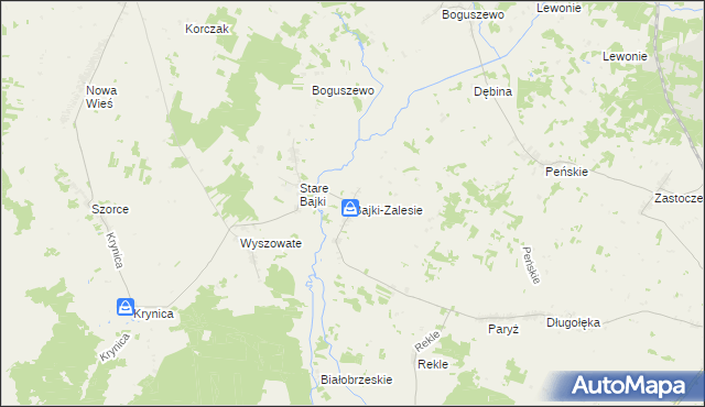 mapa Bajki-Zalesie, Bajki-Zalesie na mapie Targeo