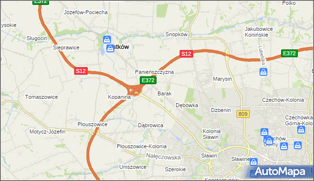 mapa Barak gmina Jastków, Barak gmina Jastków na mapie Targeo