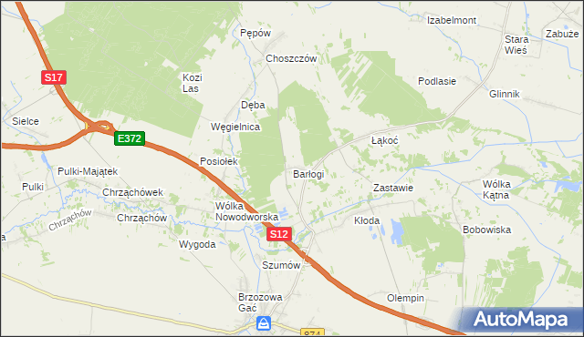 mapa Barłogi gmina Kurów, Barłogi gmina Kurów na mapie Targeo