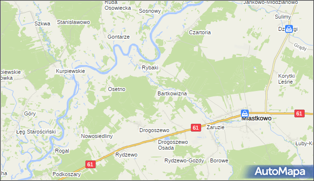 mapa Bartkowizna, Bartkowizna na mapie Targeo