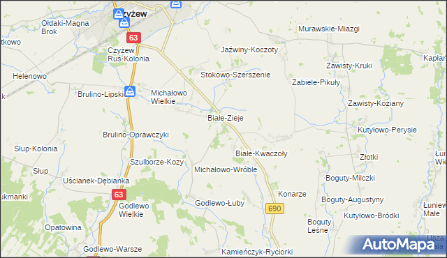mapa Białe-Szczepanowice, Białe-Szczepanowice na mapie Targeo