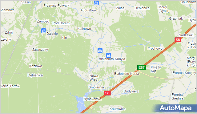 mapa Białebłoto-Kobyla, Białebłoto-Kobyla na mapie Targeo