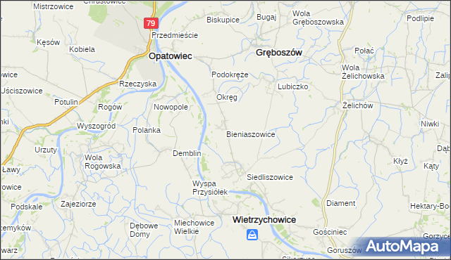 mapa Bieniaszowice, Bieniaszowice na mapie Targeo