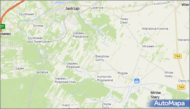 mapa Bieszków Górny, Bieszków Górny na mapie Targeo