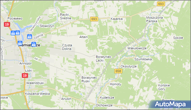 mapa Boratyniec Lacki, Boratyniec Lacki na mapie Targeo