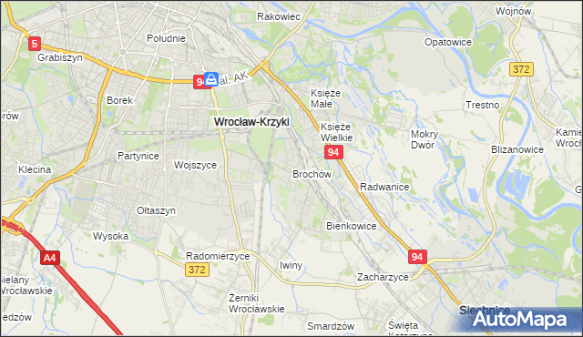 mapa Brochów gmina Wrocław, Brochów gmina Wrocław na mapie Targeo