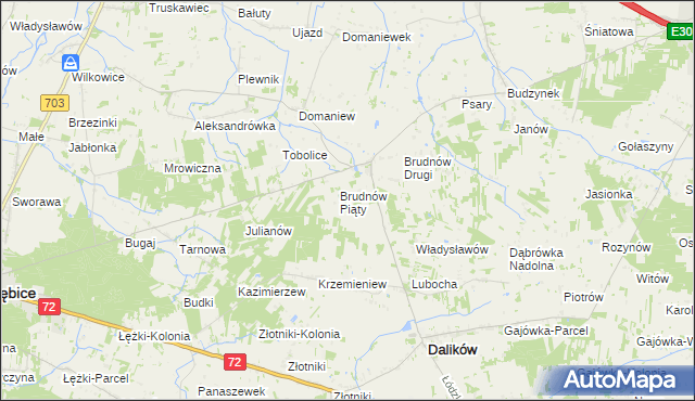 mapa Brudnów Stary, Brudnów Stary na mapie Targeo