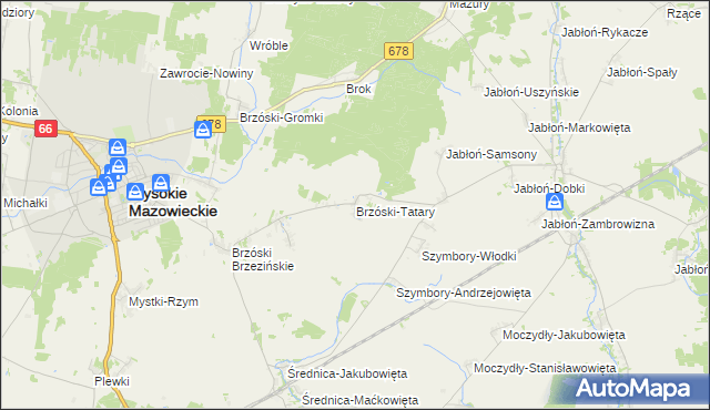 mapa Brzóski-Tatary, Brzóski-Tatary na mapie Targeo