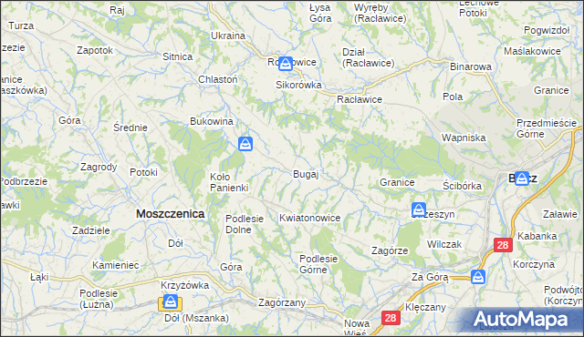 mapa Bugaj gmina Biecz, Bugaj gmina Biecz na mapie Targeo