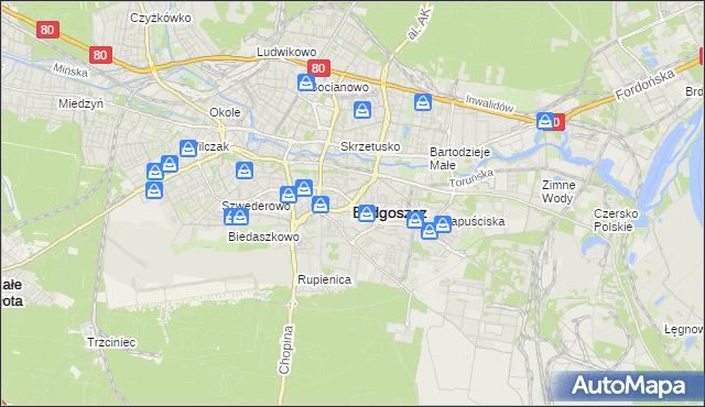 mapa Bydgoszczy, Bydgoszcz na mapie Targeo