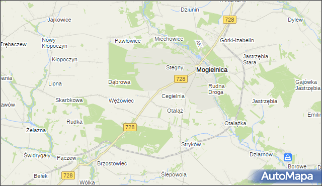 mapa Cegielnia gmina Mogielnica, Cegielnia gmina Mogielnica na mapie Targeo