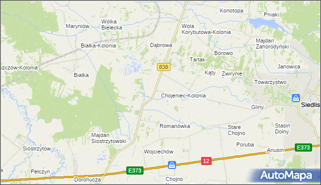 mapa Chojeniec-Kolonia, Chojeniec-Kolonia na mapie Targeo