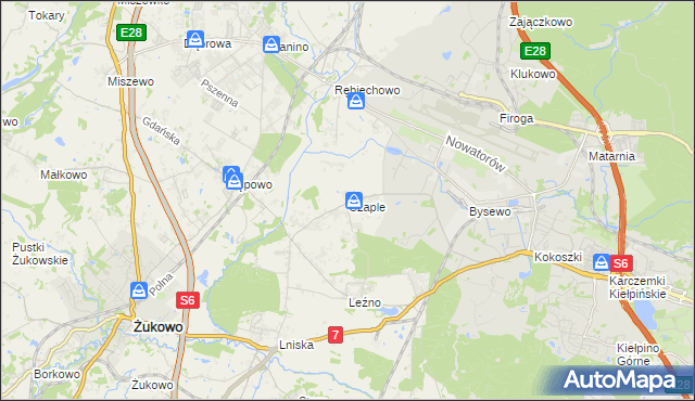 mapa Czaple gmina Żukowo, Czaple gmina Żukowo na mapie Targeo