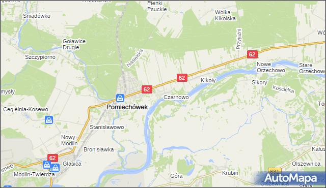 mapa Czarnowo gmina Pomiechówek, Czarnowo gmina Pomiechówek na mapie Targeo