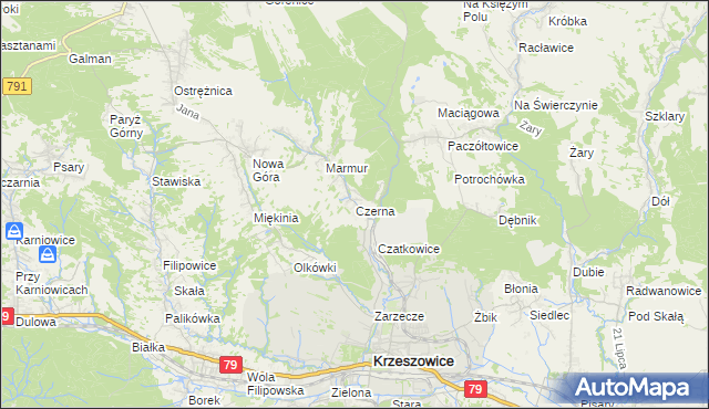 mapa Czerna gmina Krzeszowice, Czerna gmina Krzeszowice na mapie Targeo