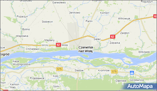 mapa Czerwińsk nad Wisłą, Czerwińsk nad Wisłą na mapie Targeo