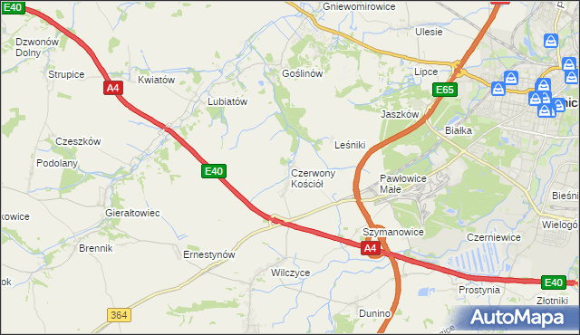 mapa Czerwony Kościół, Czerwony Kościół na mapie Targeo