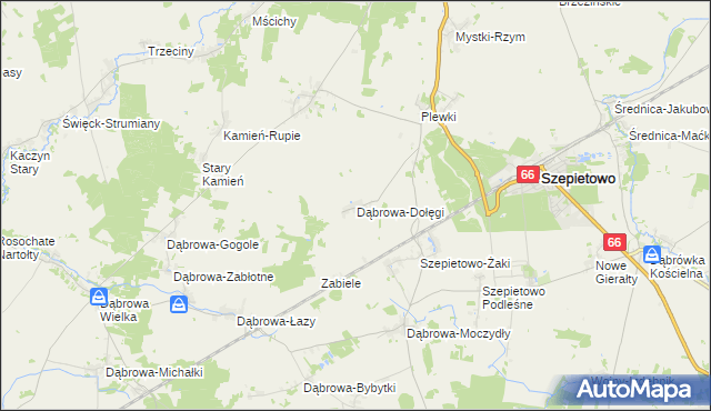 mapa Dąbrowa-Dołęgi, Dąbrowa-Dołęgi na mapie Targeo