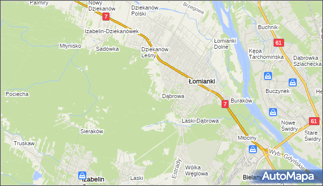 mapa Dąbrowa gmina Łomianki, Dąbrowa gmina Łomianki na mapie Targeo