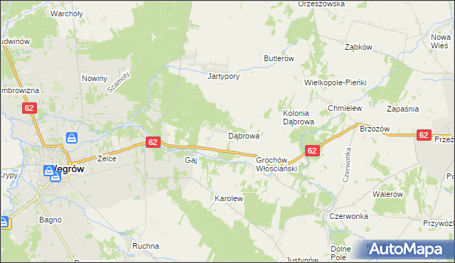mapa Dąbrowa gmina Sokołów Podlaski, Dąbrowa gmina Sokołów Podlaski na mapie Targeo