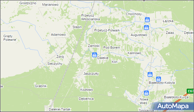mapa Dalekie gmina Długosiodło, Dalekie gmina Długosiodło na mapie Targeo
