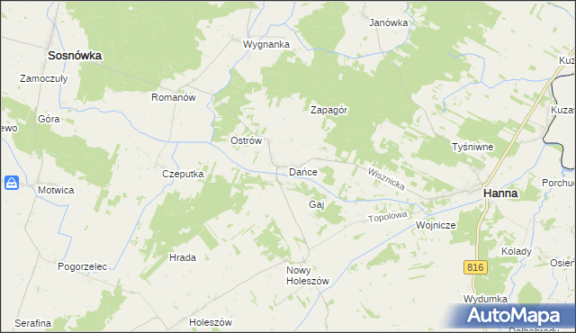 mapa Dańce, Dańce na mapie Targeo