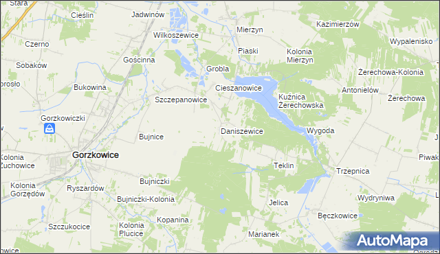 mapa Daniszewice, Daniszewice na mapie Targeo