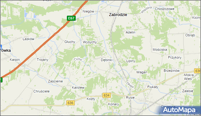 mapa Dębinki gmina Zabrodzie, Dębinki gmina Zabrodzie na mapie Targeo