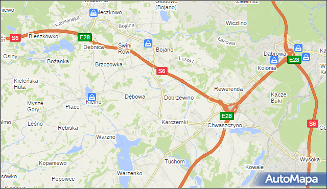mapa Dobrzewino, Dobrzewino na mapie Targeo