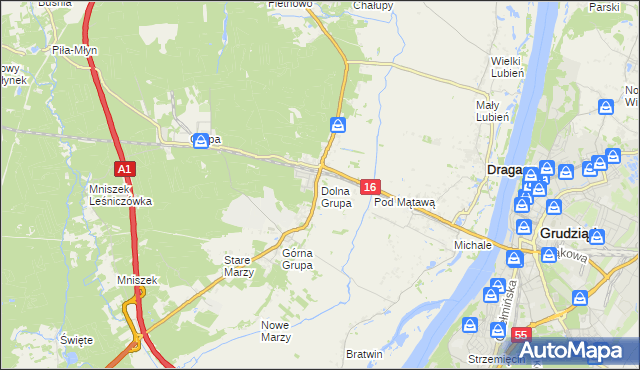 mapa Dolna Grupa, Dolna Grupa na mapie Targeo