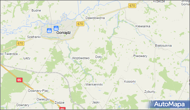 mapa Doły gmina Goniądz, Doły gmina Goniądz na mapie Targeo