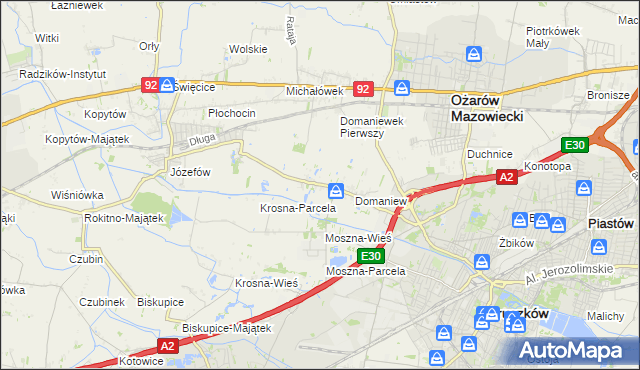 mapa Domaniewek gmina Brwinów, Domaniewek gmina Brwinów na mapie Targeo