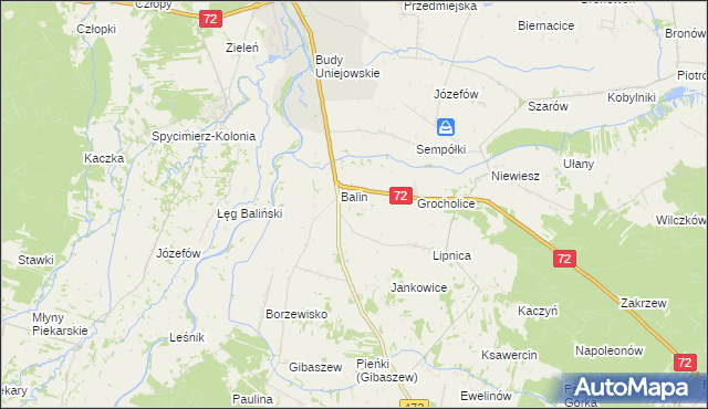 mapa Dominikowice gmina Poddębice, Dominikowice gmina Poddębice na mapie Targeo