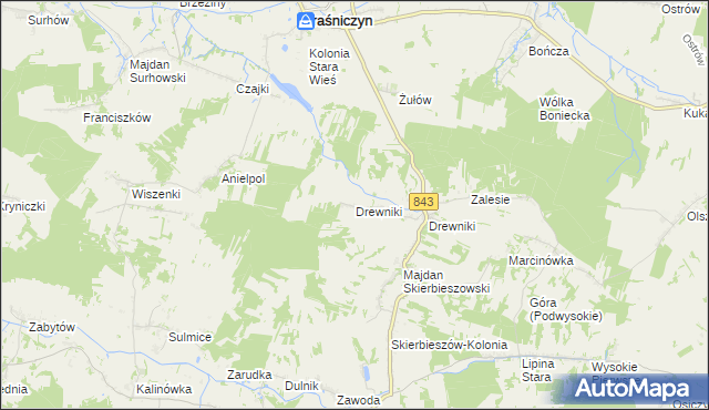 mapa Drewniki gmina Kraśniczyn, Drewniki gmina Kraśniczyn na mapie Targeo