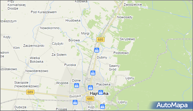 mapa Dubiny, Dubiny na mapie Targeo