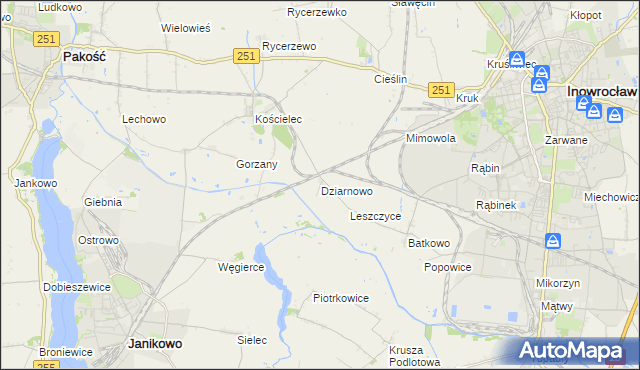 mapa Dziarnowo gmina Pakość, Dziarnowo gmina Pakość na mapie Targeo