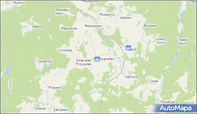 mapa Dzięcielec, Dzięcielec na mapie Targeo