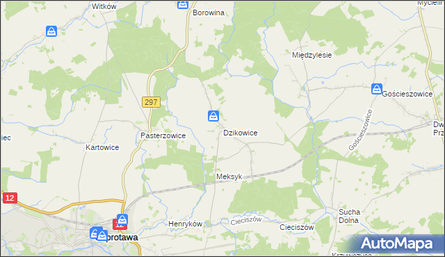 mapa Dzikowice, Dzikowice na mapie Targeo