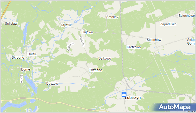 mapa Dzikowo gmina Lubiszyn, Dzikowo gmina Lubiszyn na mapie Targeo