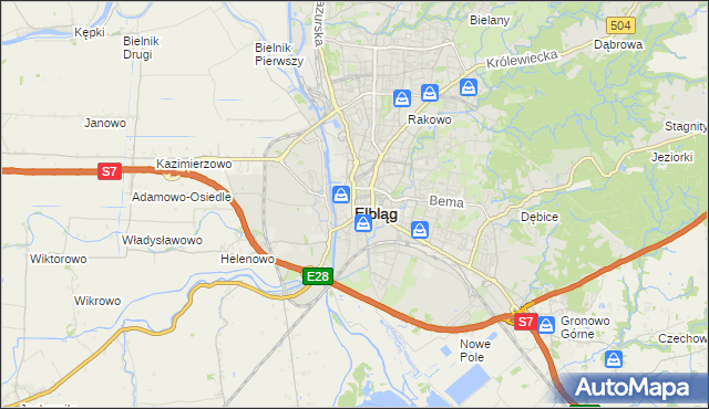 mapa Elbląga, Elbląg na mapie Targeo